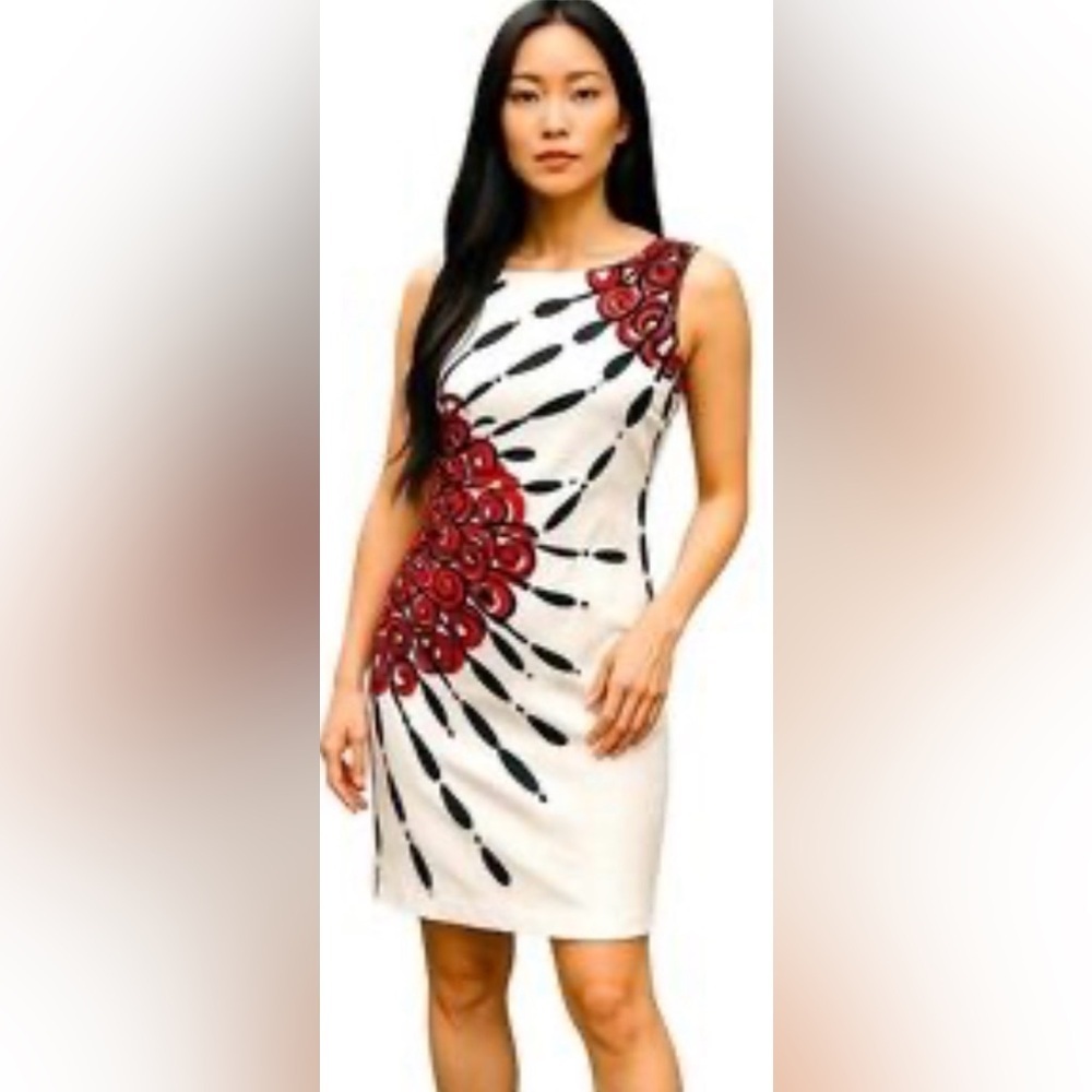 Lilly Pulitzer Taylor Dress Engineered Cameo White Floral Applique Sheath NWT Lg - Picture 5 of 11